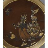 INOUE: A SUPERB INLAID BRONZE DISH DEPICTING BOYS ON A DRAGON BOAT