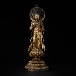 AN EXCEPTIONAL AND MONUMENTAL GILT WOOD FIGURE OF SEISHI BOSATSU