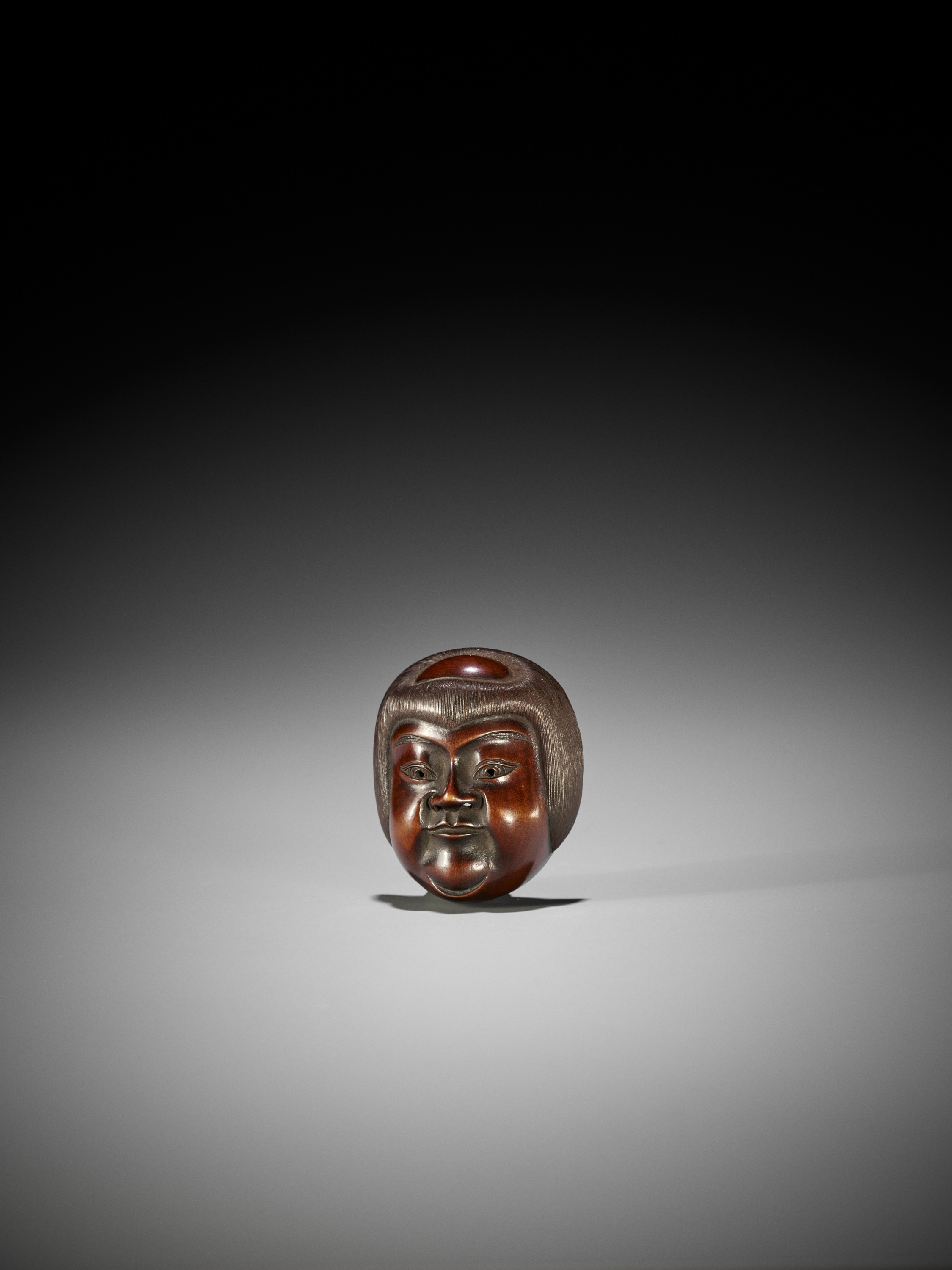 SHUZAN: A VERY FINE WOOD MASK NETSUKE OF KINTARO - Image 3 of 8