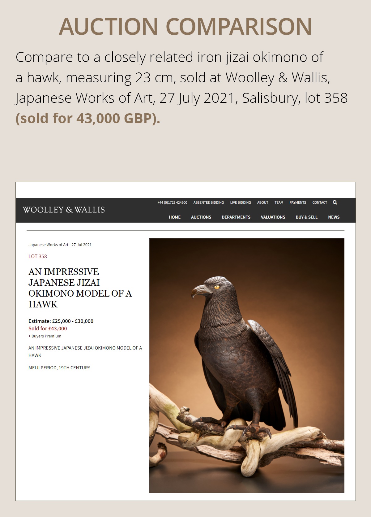 A RARE AND IMPRESSIVE IRON JIZAI OKIMONO OF A HAWK - Image 6 of 19