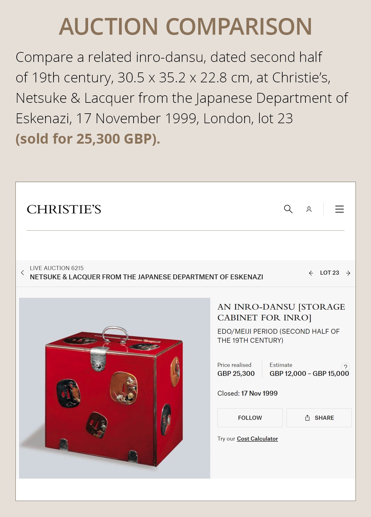 A SUPERB RED LACQUER TEBAKO WITH SIMULATED-METAL SWORD FITTINGS - Image 10 of 19