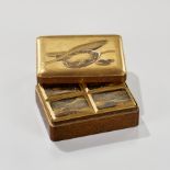 A GOLD LACQUER BOX AND COVER AND FOUR KOGO (INCENSE CONTAINERS) FOR THE INCENSE MATCHING GAME