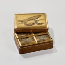 A GOLD LACQUER BOX AND COVER AND FOUR KOGO (INCENSE CONTAINERS) FOR THE INCENSE MATCHING GAME