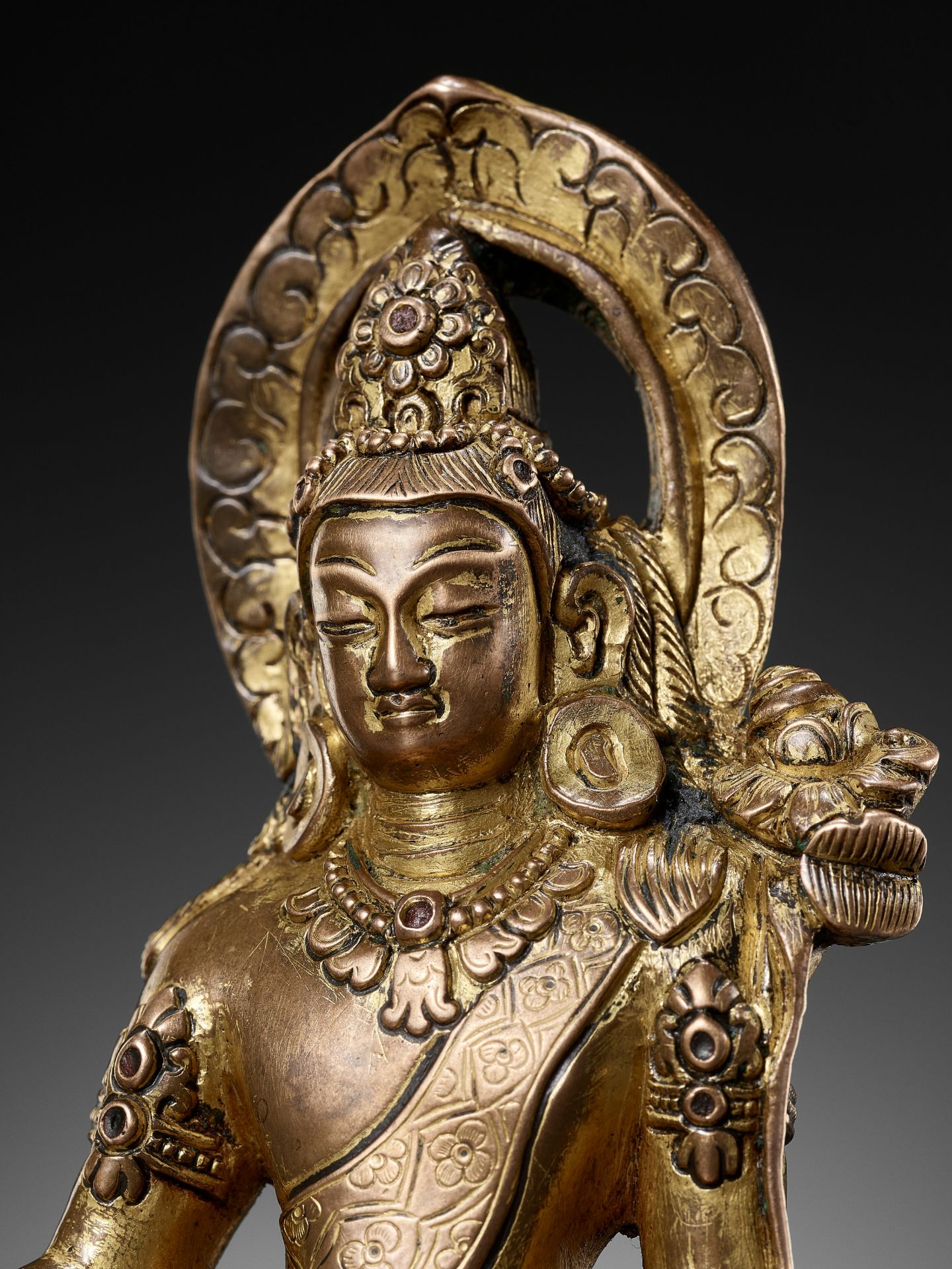 A GILT COPPER ALLOY FIGURE OF PADMAPANI, LICCHAVI REVIVAL - Image 3 of 14