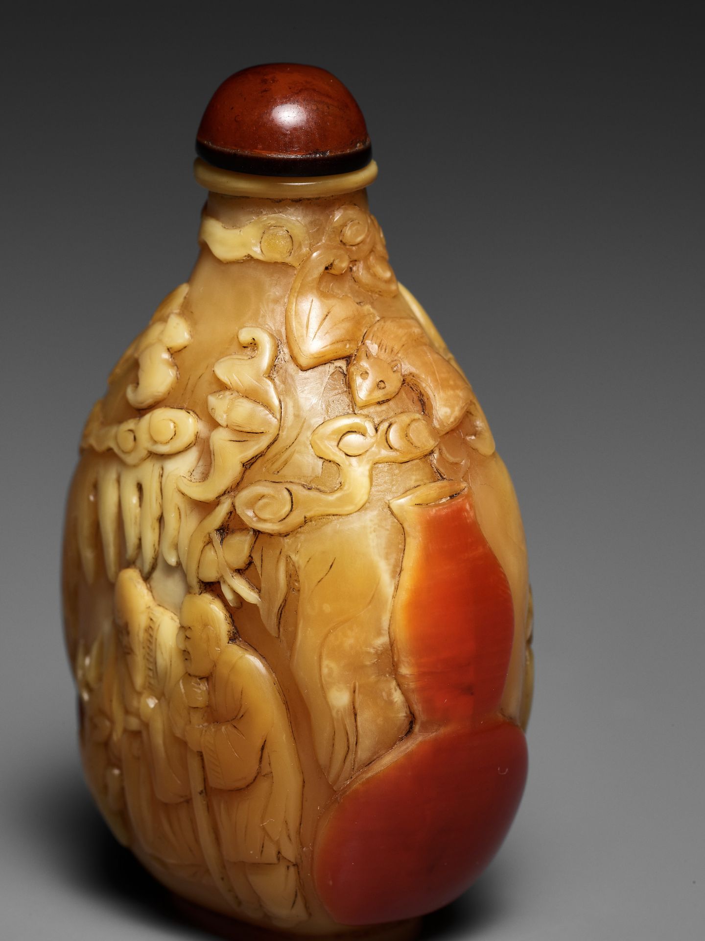 A RARE HORNBILL 'SANXING' SNUFF BOTTLE, EARLY 19TH CENTURY - Image 7 of 11