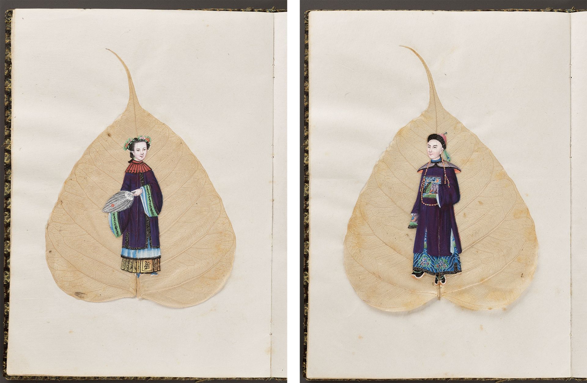 A RARE ALBUM OF TWELVE BODHI LEAF PAINTINGS, 19TH CENTURY - Bild 15 aus 17