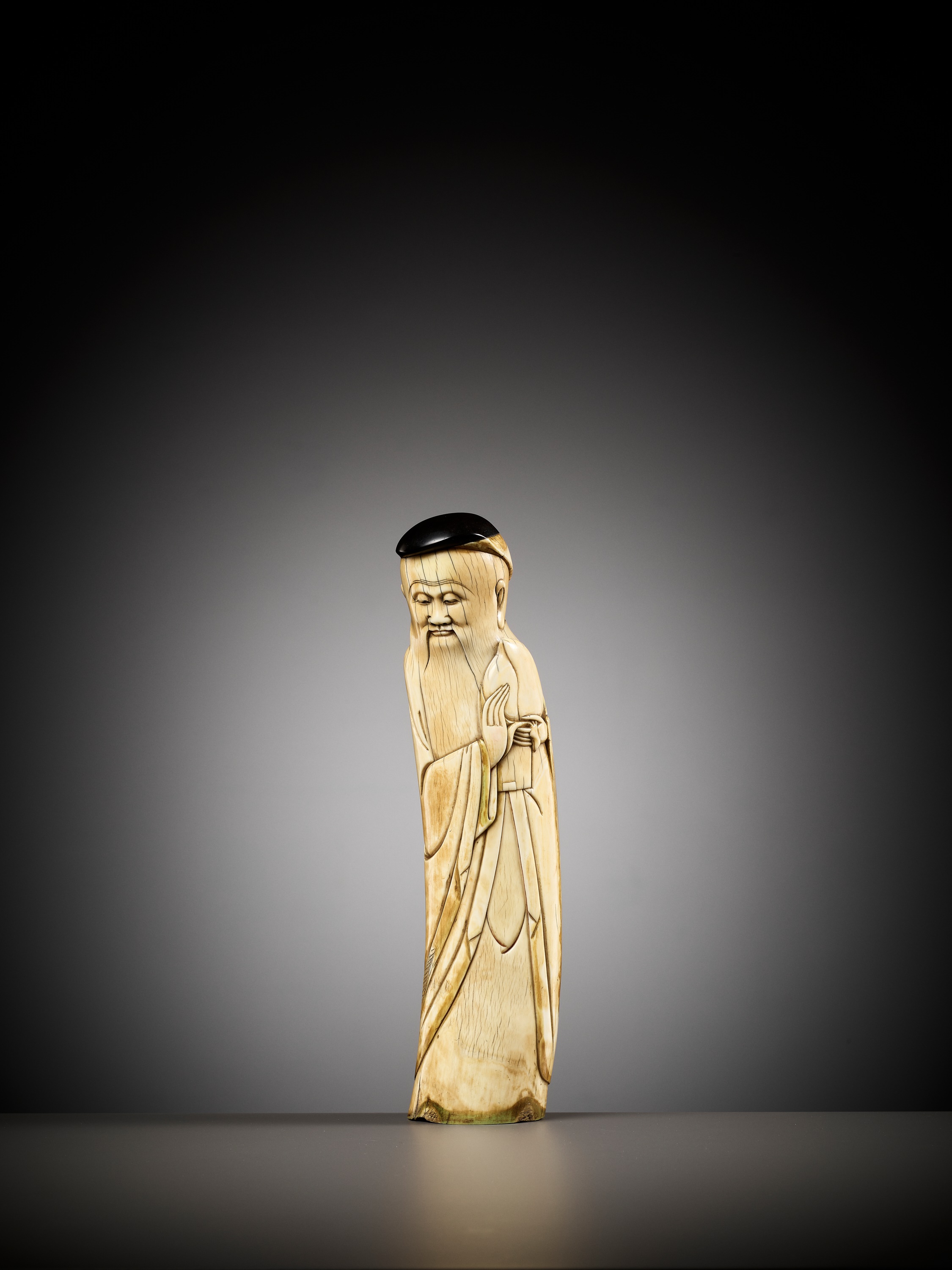 AN IVORY FIGURE OF SHOULAO, MING DYNASTY - Image 2 of 12