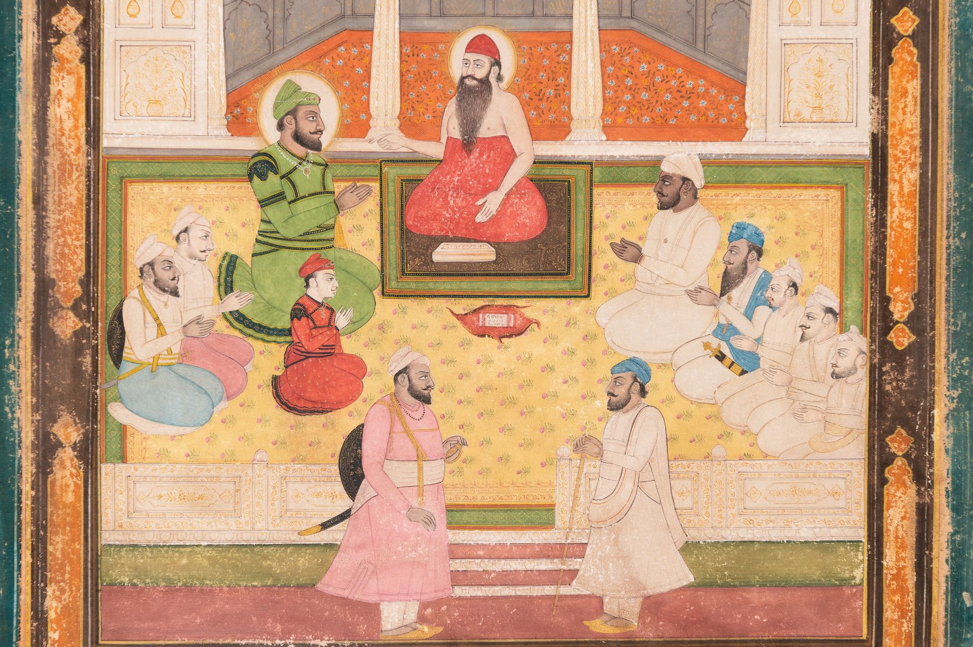 A MINIATURE PAINTING OF MUGHAL EMPEROR BABUR PAYING HOMAGE TO GURU NANAK - Image 4 of 5