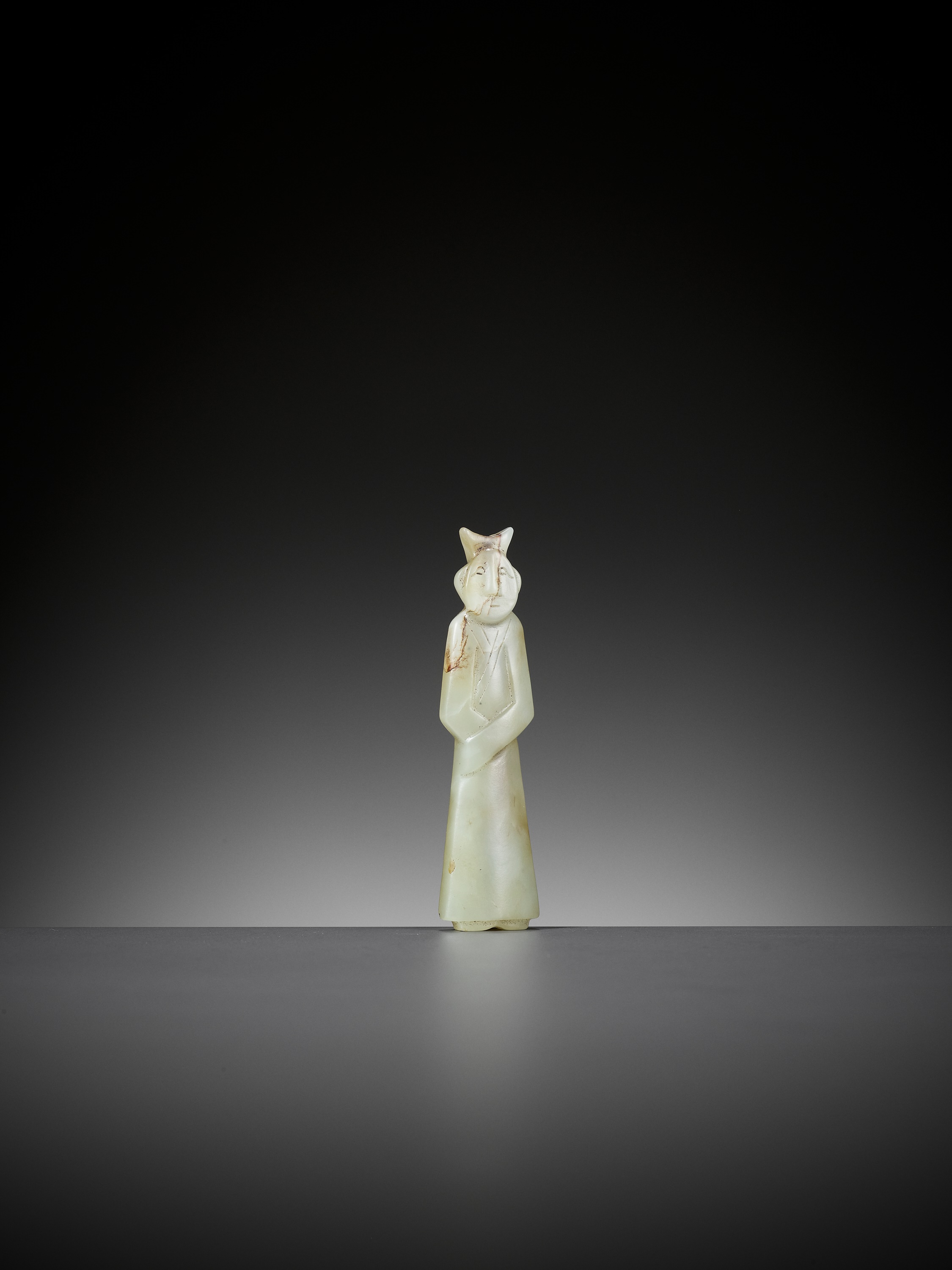 A CELADON JADE 'FIGURE' PENDANT, HAN DYNASTY - Image 6 of 8