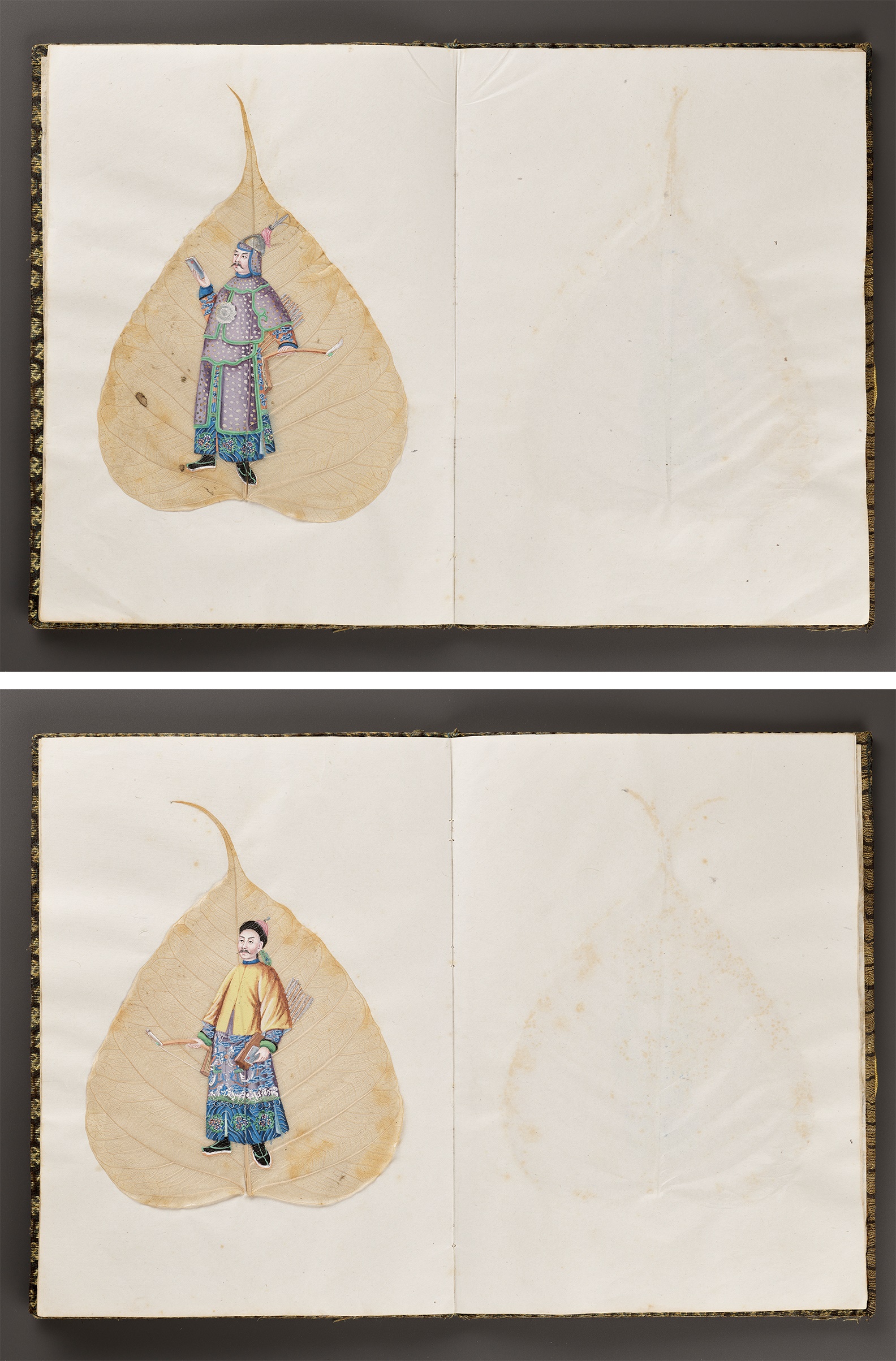 A RARE ALBUM OF TWELVE BODHI LEAF PAINTINGS, 19TH CENTURY - Image 3 of 17
