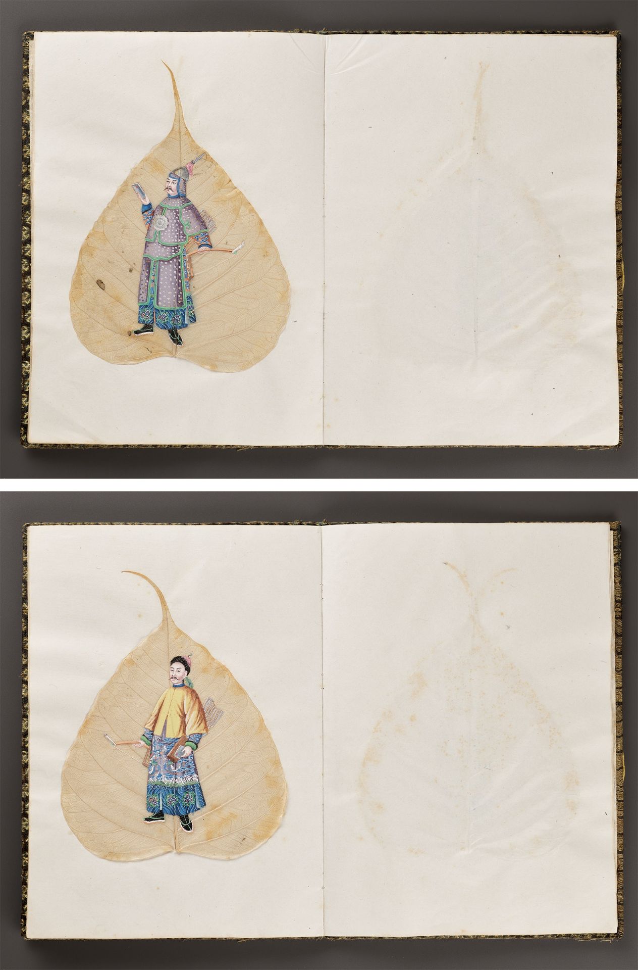 A RARE ALBUM OF TWELVE BODHI LEAF PAINTINGS, 19TH CENTURY - Bild 3 aus 17