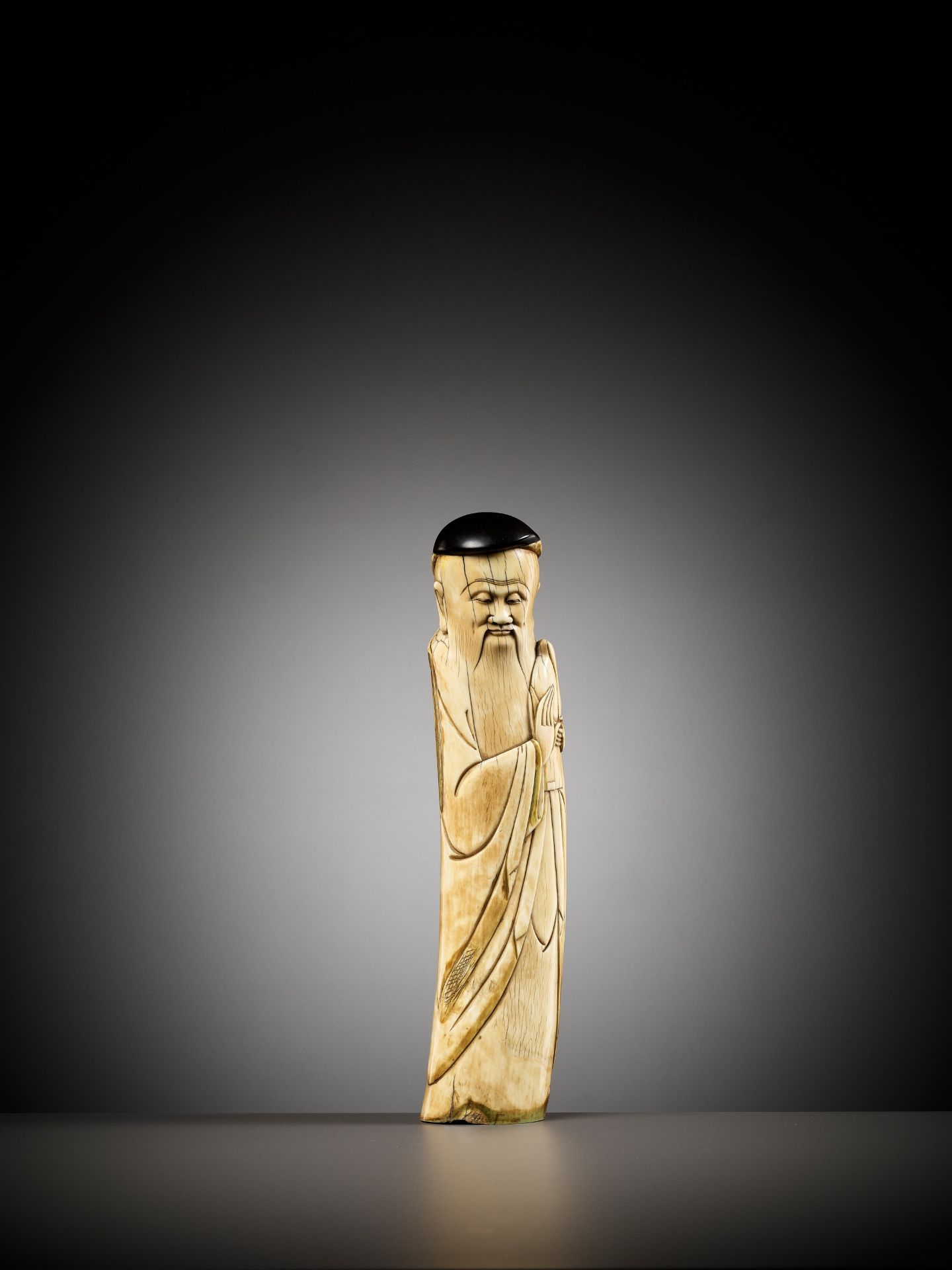 AN IVORY FIGURE OF SHOULAO, MING DYNASTY - Image 9 of 12