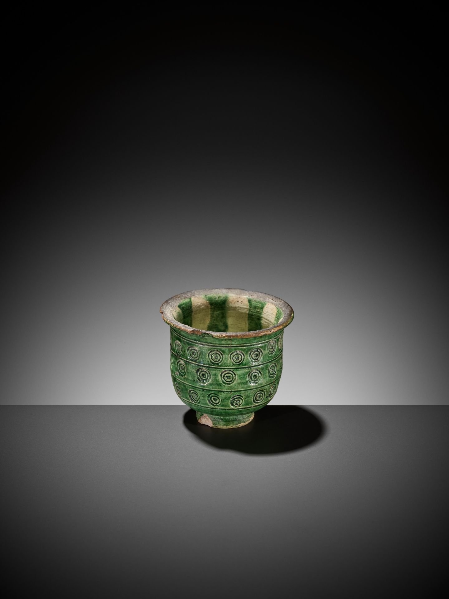 A RARE GREEN-GLAZED BELL-SHAPED CUP, TANG DYNASTY - Image 3 of 8