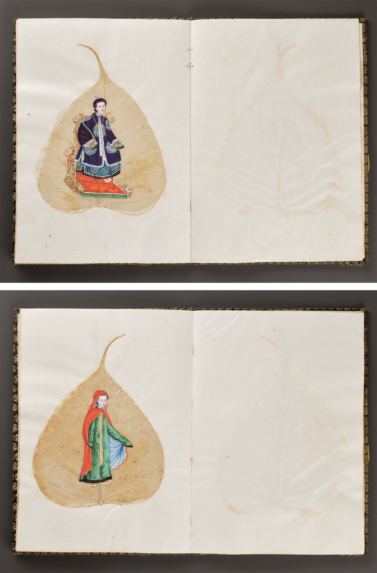 A RARE ALBUM OF TWELVE BODHI LEAF PAINTINGS, 19TH CENTURY - Bild 9 aus 17