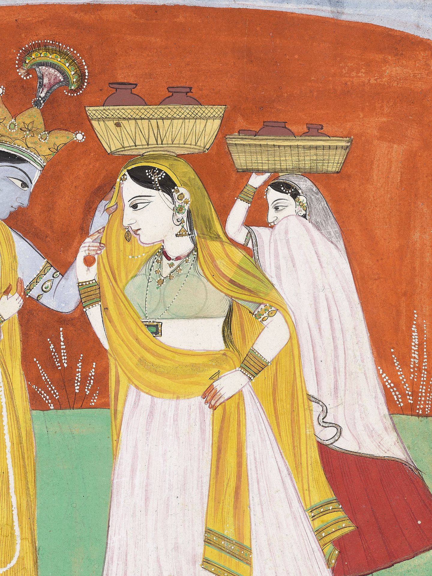 AN INDIAN MINIATURE PAINTING DEPICTING THE DANA LILA - Image 2 of 8