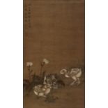 THREE CHICKS', BY SHEN QUAN (1682-1760), DATED 1757