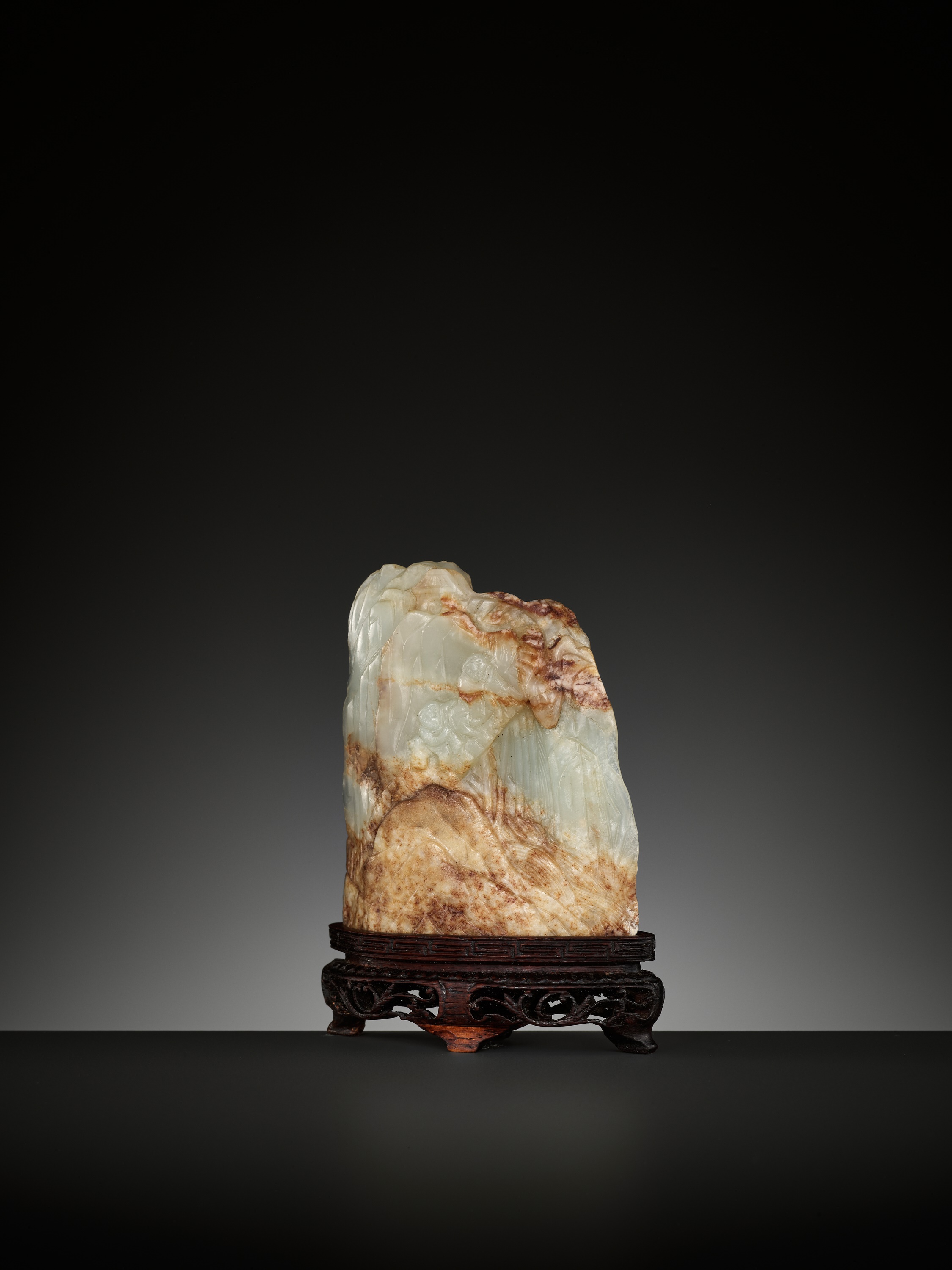 A CELADON AND RUSSET JADE MINIATURE MOUNTAIN, QING DYNASTY - Image 6 of 10