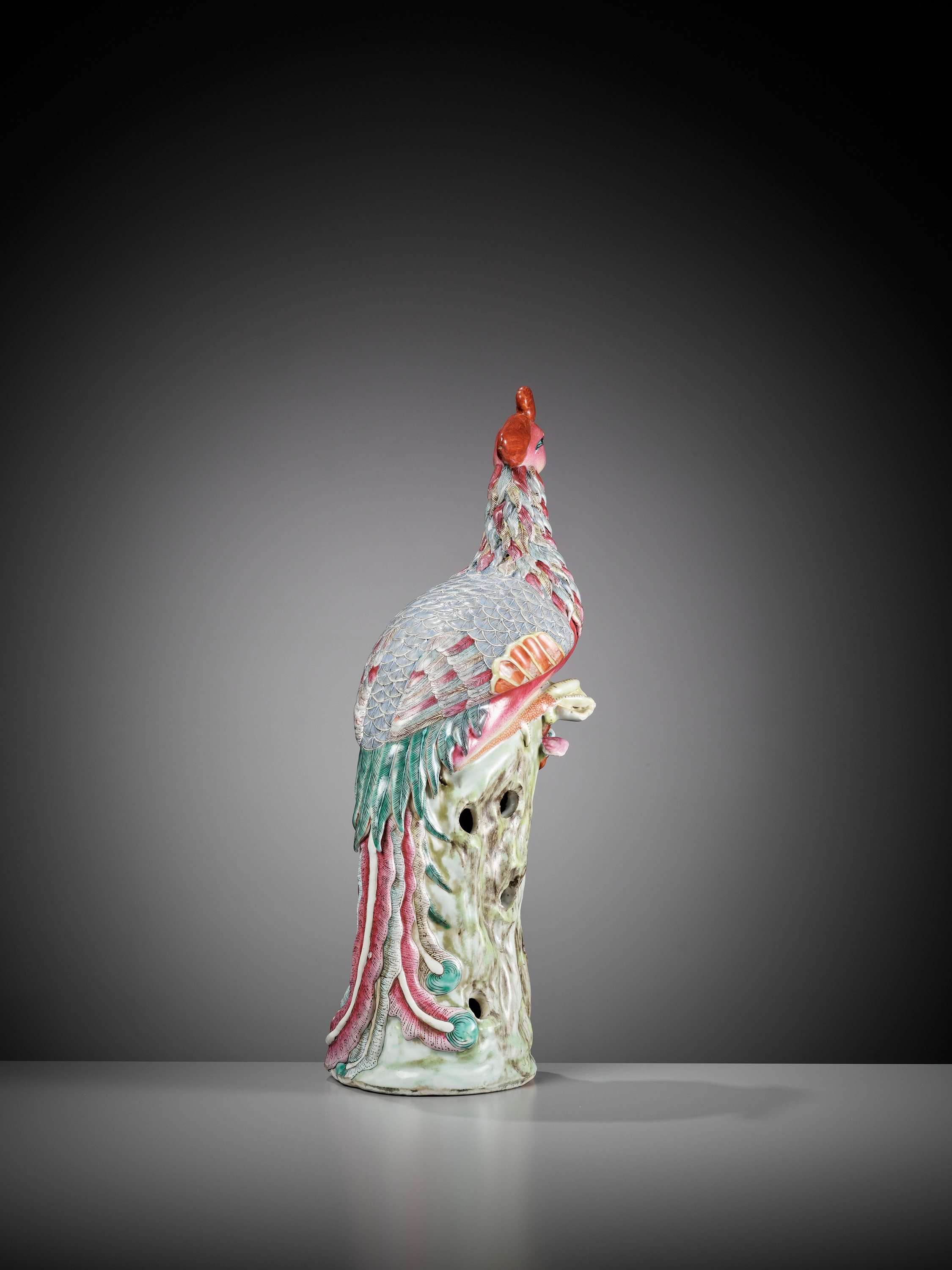 A FAMILLE ROSE FIGURE OF A PHOENIX, 19TH CENTURY - Image 7 of 13