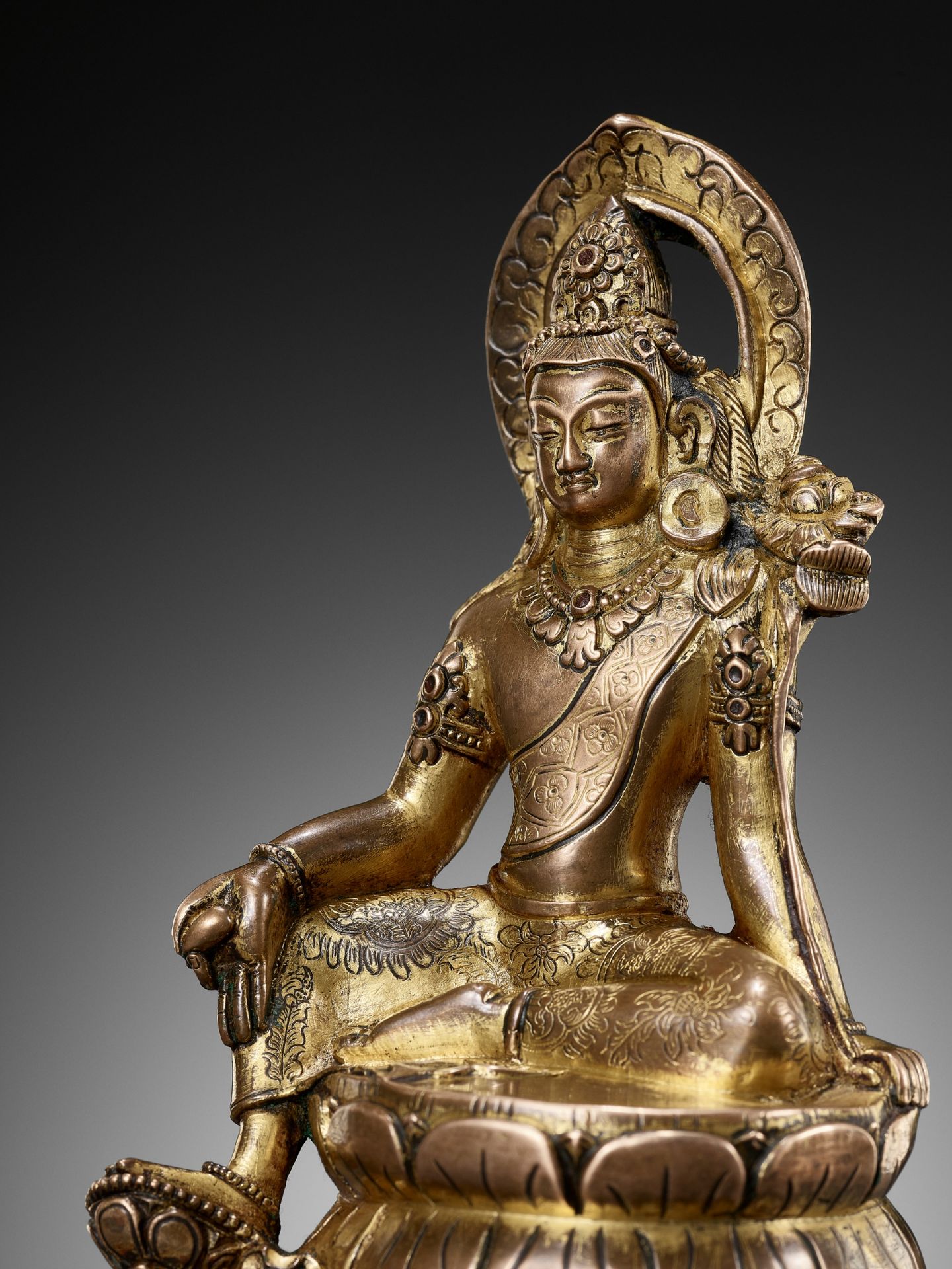 A GILT COPPER ALLOY FIGURE OF PADMAPANI, LICCHAVI REVIVAL