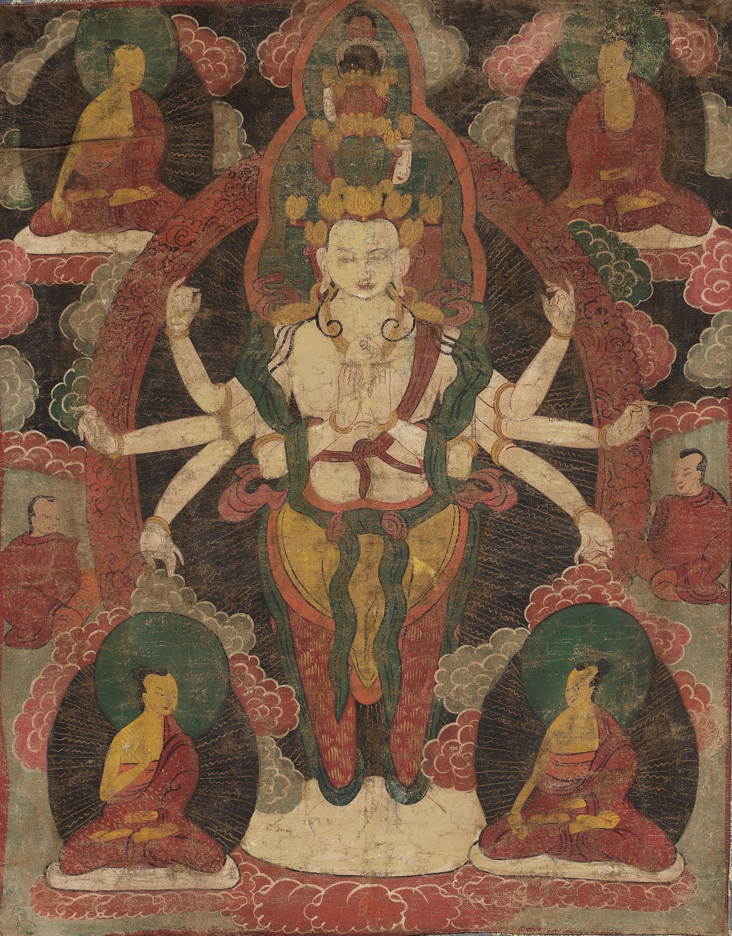 A THANGKA OF EKADASHAMUKHA AVALOKITESHVARA