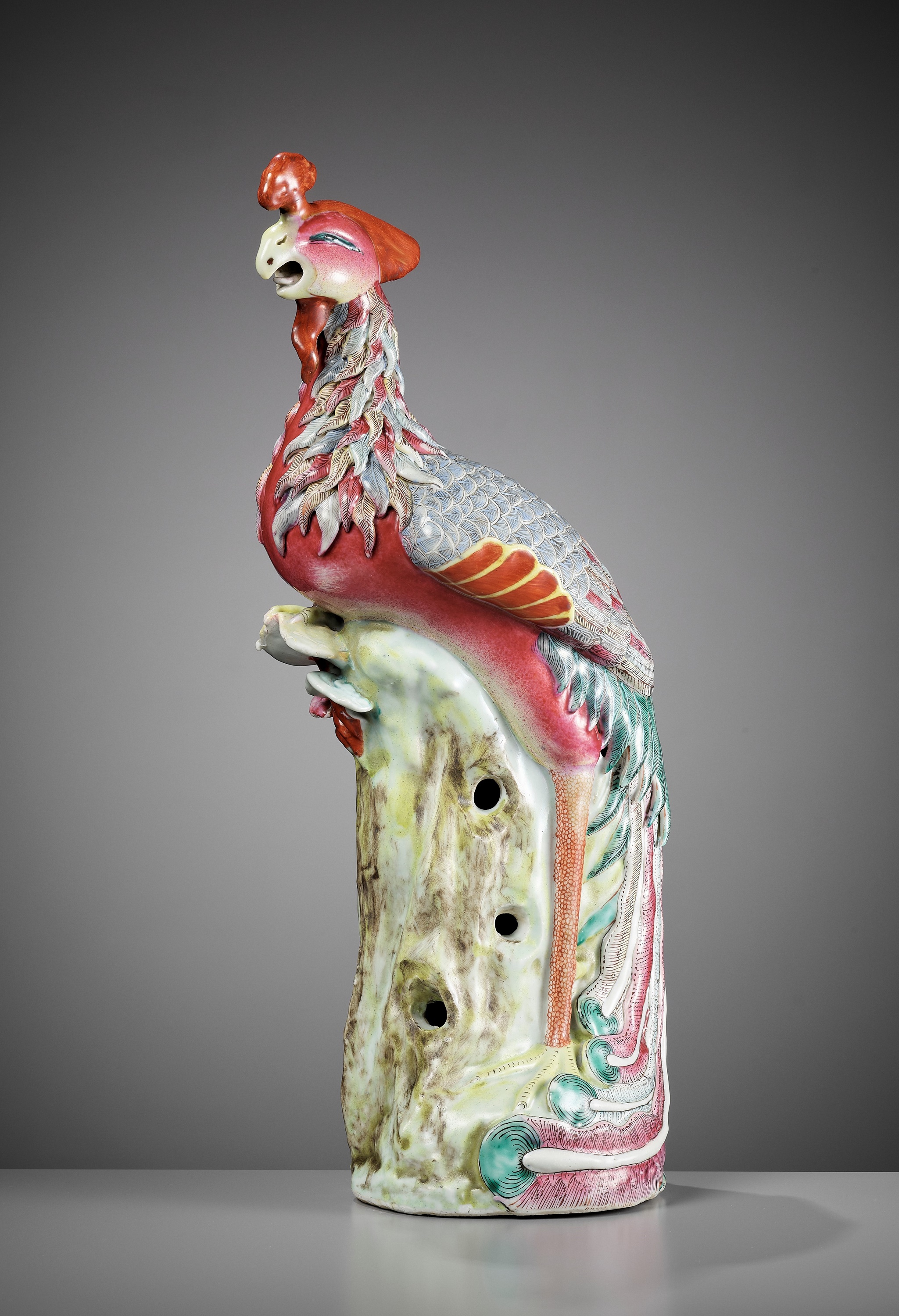 A FAMILLE ROSE FIGURE OF A PHOENIX, 19TH CENTURY - Image 2 of 13