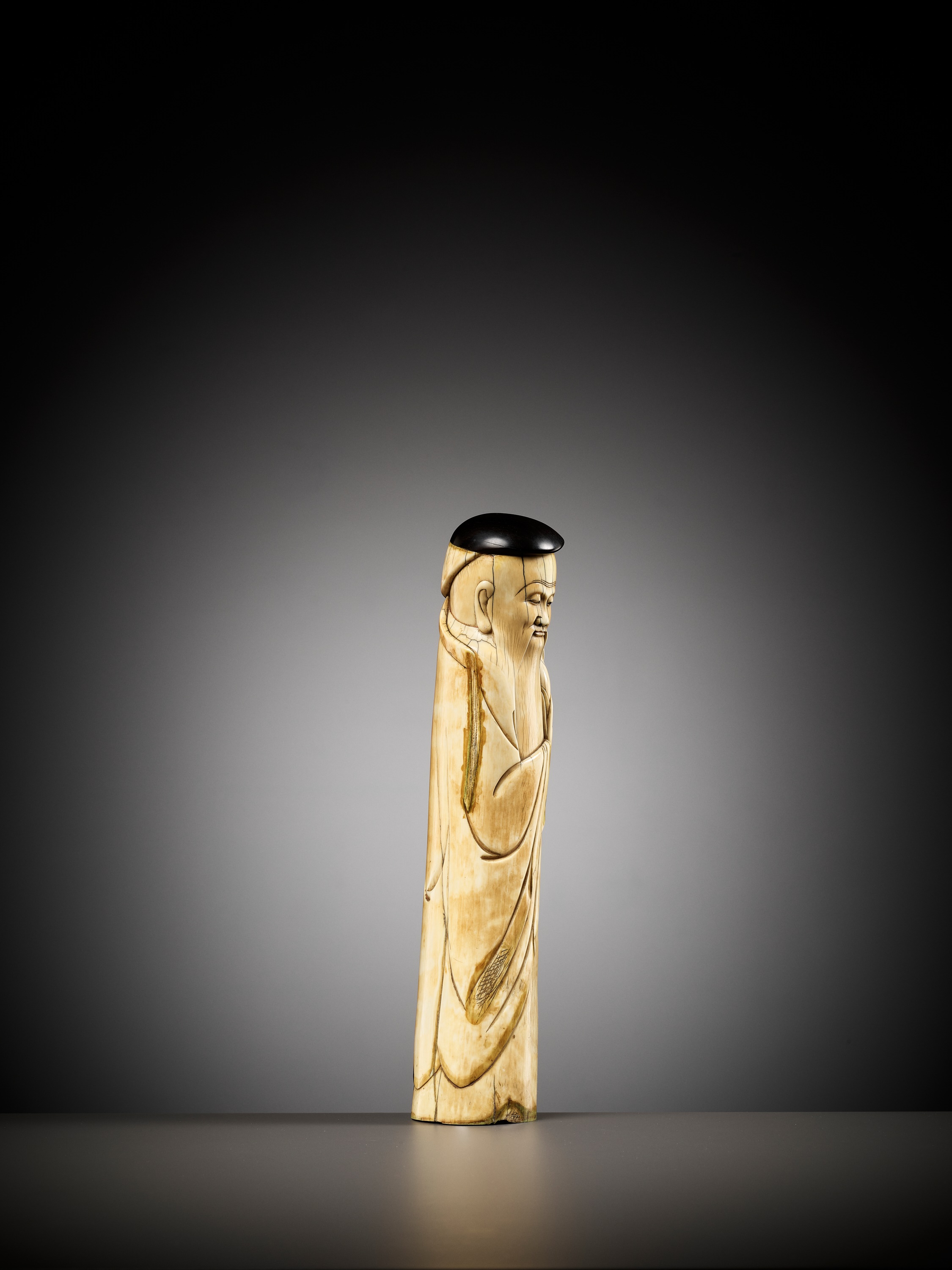 AN IVORY FIGURE OF SHOULAO, MING DYNASTY - Image 8 of 12