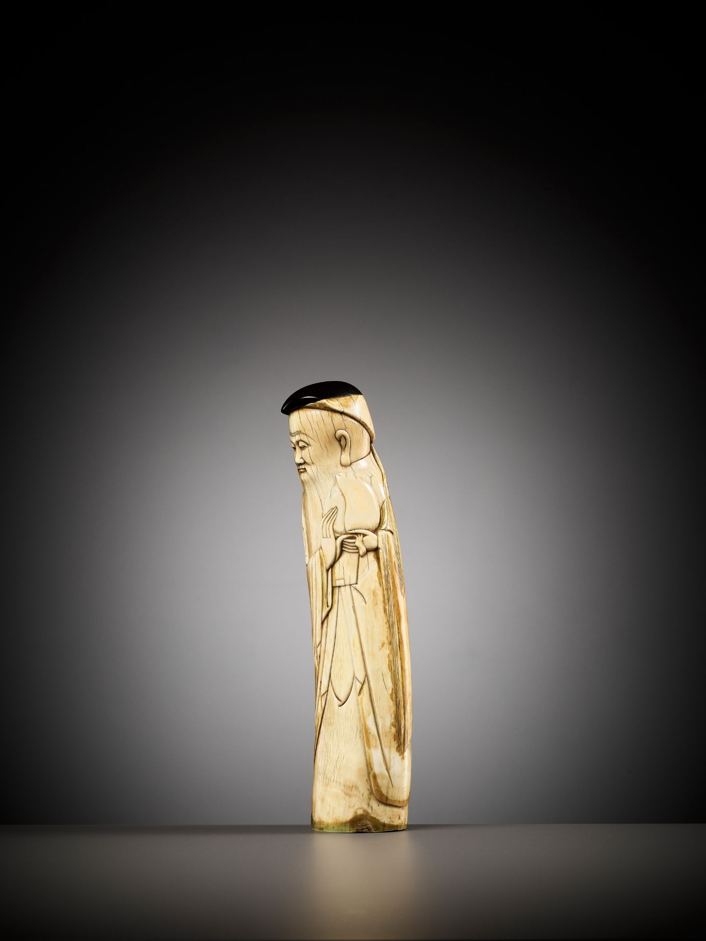 AN IVORY FIGURE OF SHOULAO, MING DYNASTY - Image 6 of 12