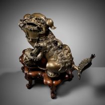 A MASSIVE AND VERY LARGE 'BUDDHIST LION' BRONZE CENSER, 17TH-18TH CENTURY