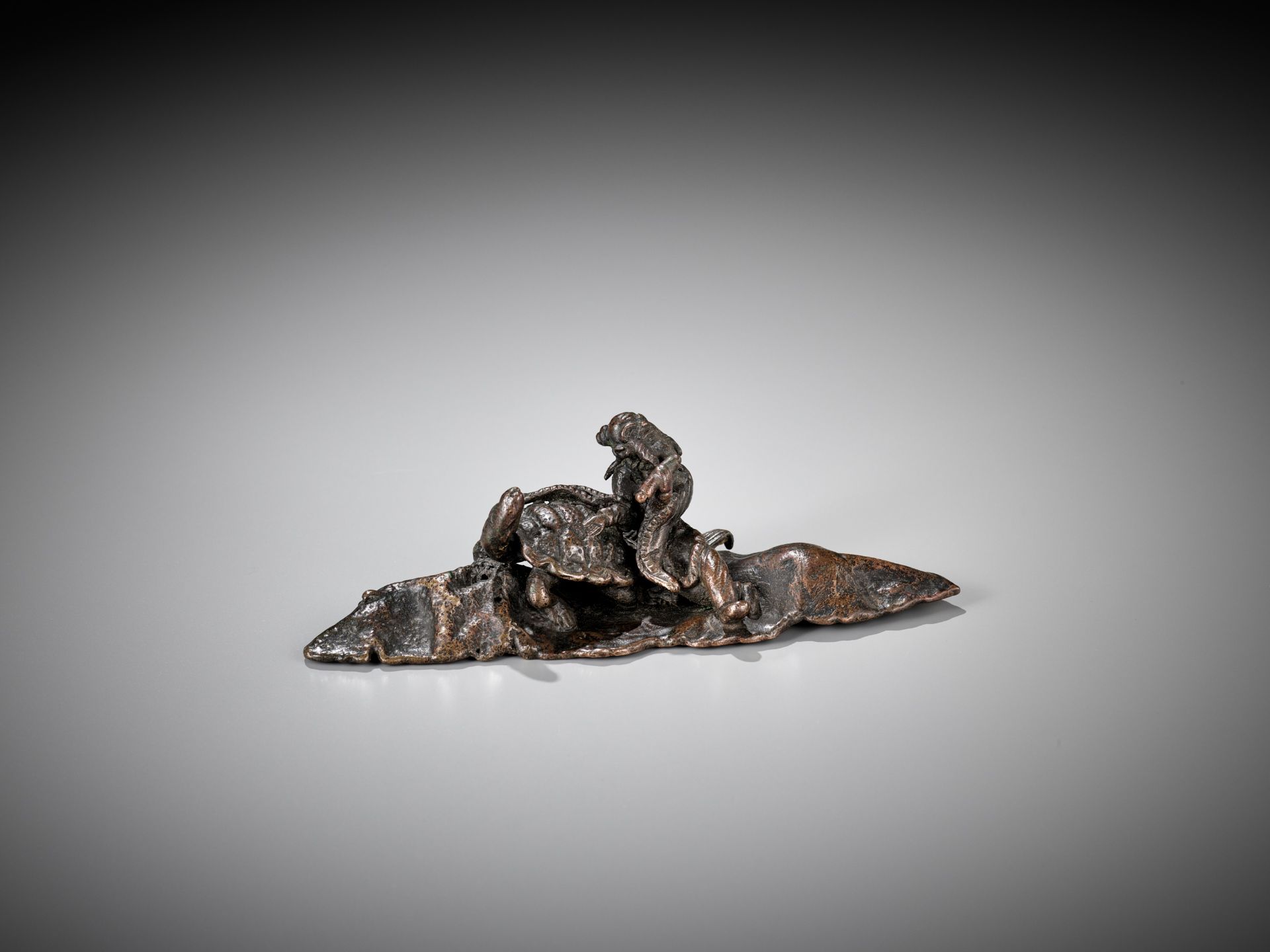 A BRONZE 'IMMORTAL AND BLACK TORTOISE' WEIGHT, MING DYNASTY - Image 3 of 13