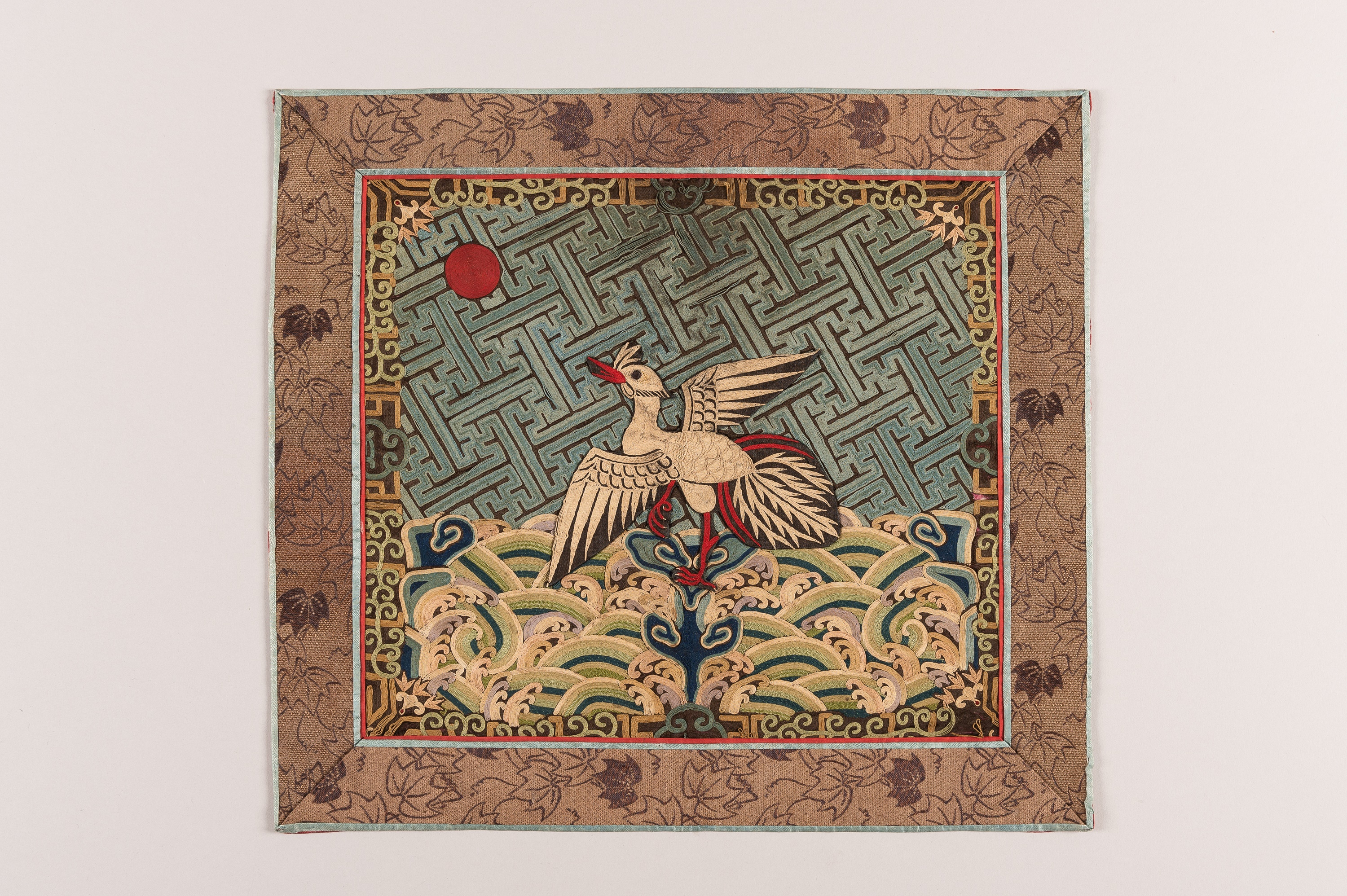 A CIVIL OFFICIAL EMBROIDERED SILK 'CRANE' RANK BADGE, QING
