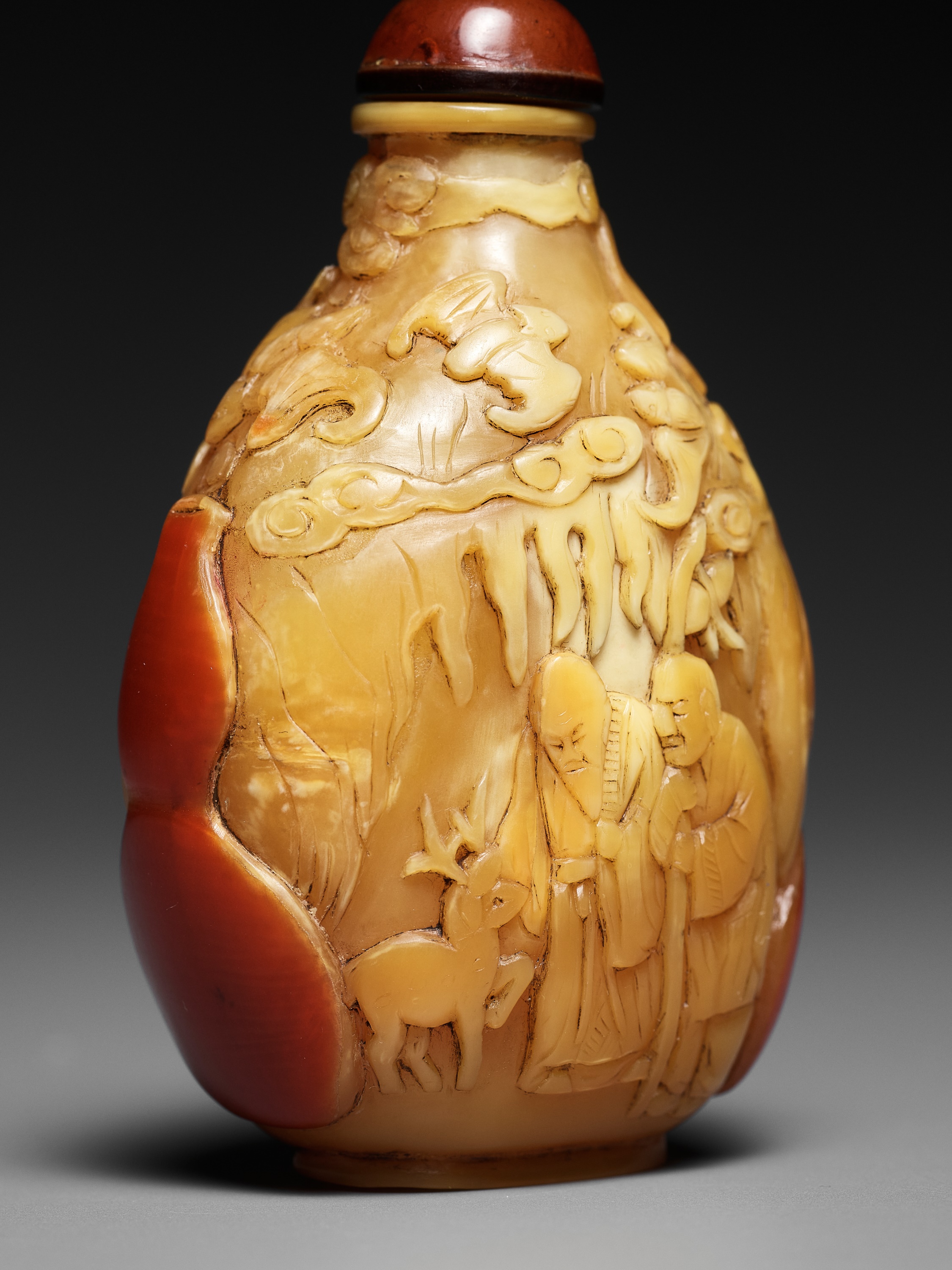 A RARE HORNBILL 'SANXING' SNUFF BOTTLE, EARLY 19TH CENTURY - Image 8 of 11