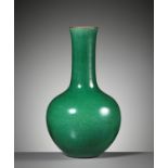 A GREEN CRACKLED BOTTLE VASE, TIANQIUPING, QING DYNASTY