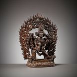 A LARGE BRONZE FIGURE OF VAJRABHAIRAVA, GELUG SCHOOL