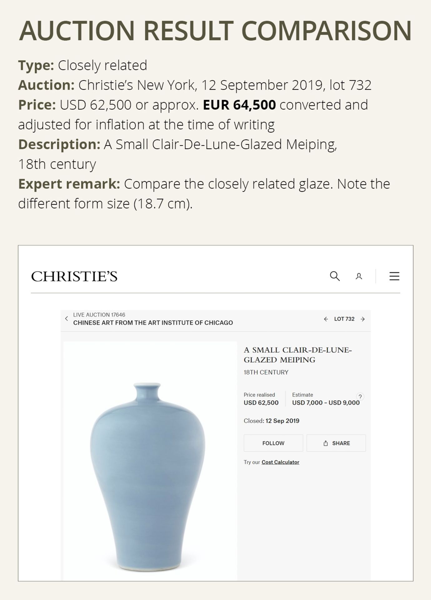 A CLAIRE DE LUNE GLAZED ROULEAU VASE, QING DYNASTY, 18TH CENTURY - Image 9 of 12