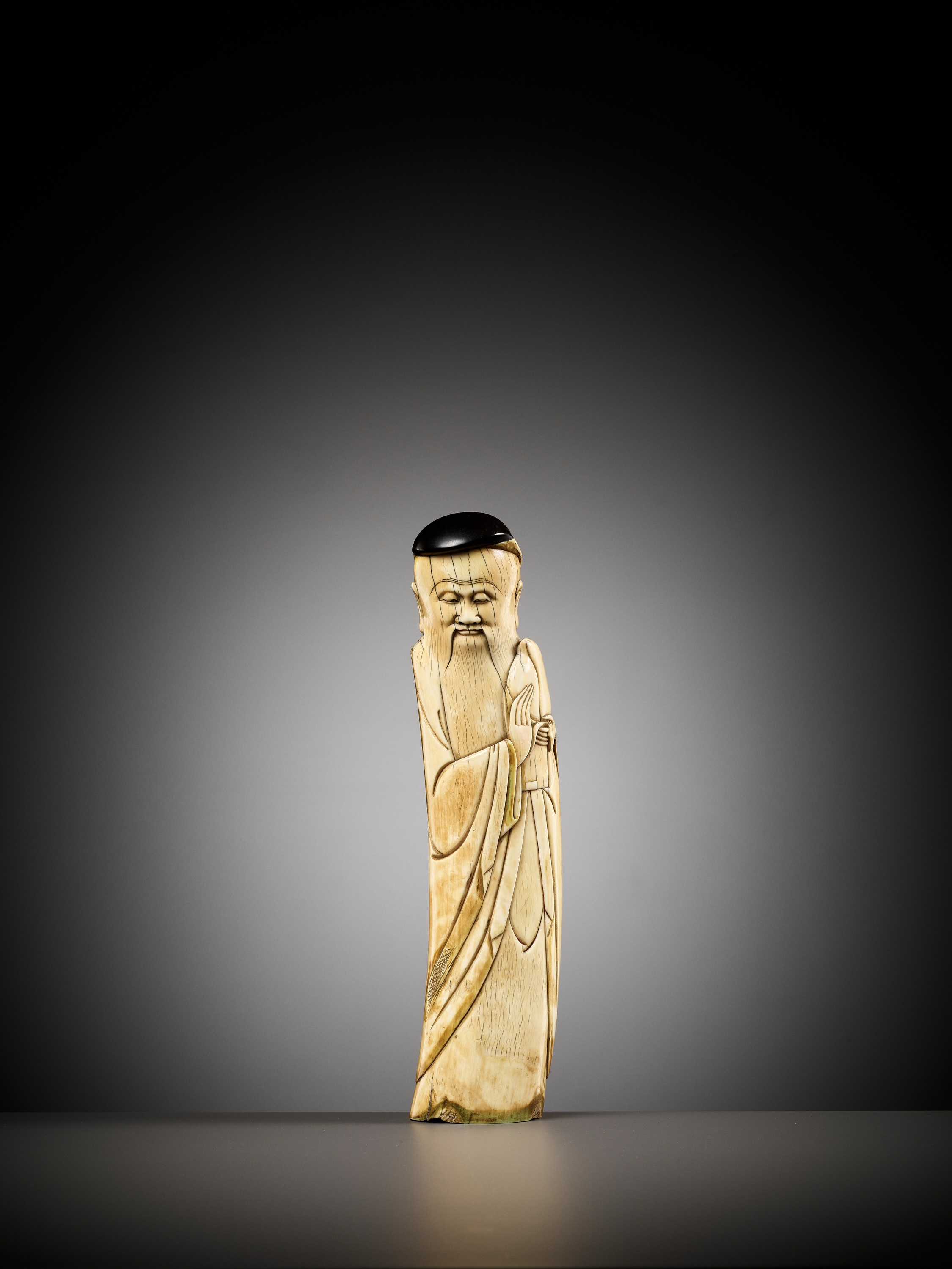 AN IVORY FIGURE OF SHOULAO, MING DYNASTY - Image 3 of 12