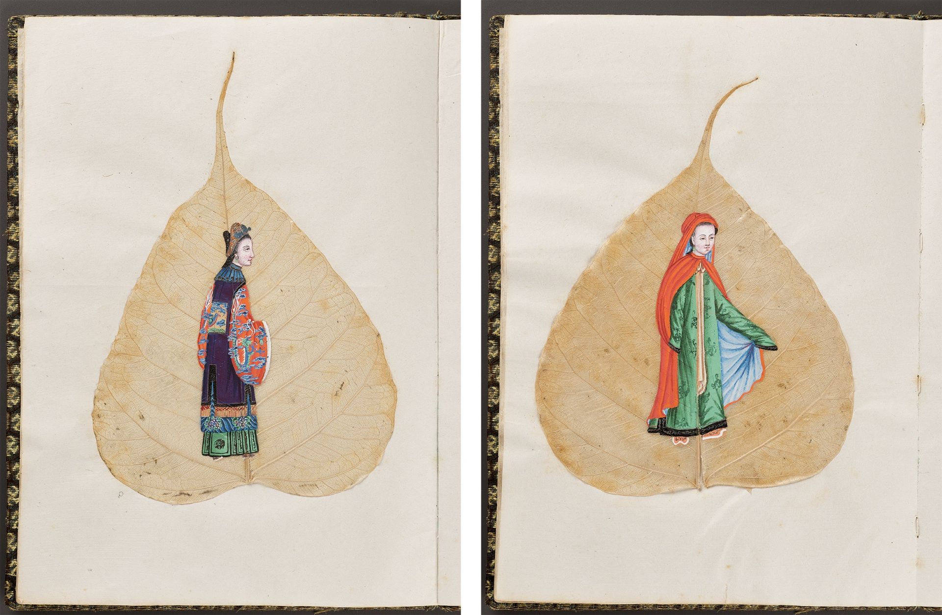 A RARE ALBUM OF TWELVE BODHI LEAF PAINTINGS, 19TH CENTURY - Bild 14 aus 17