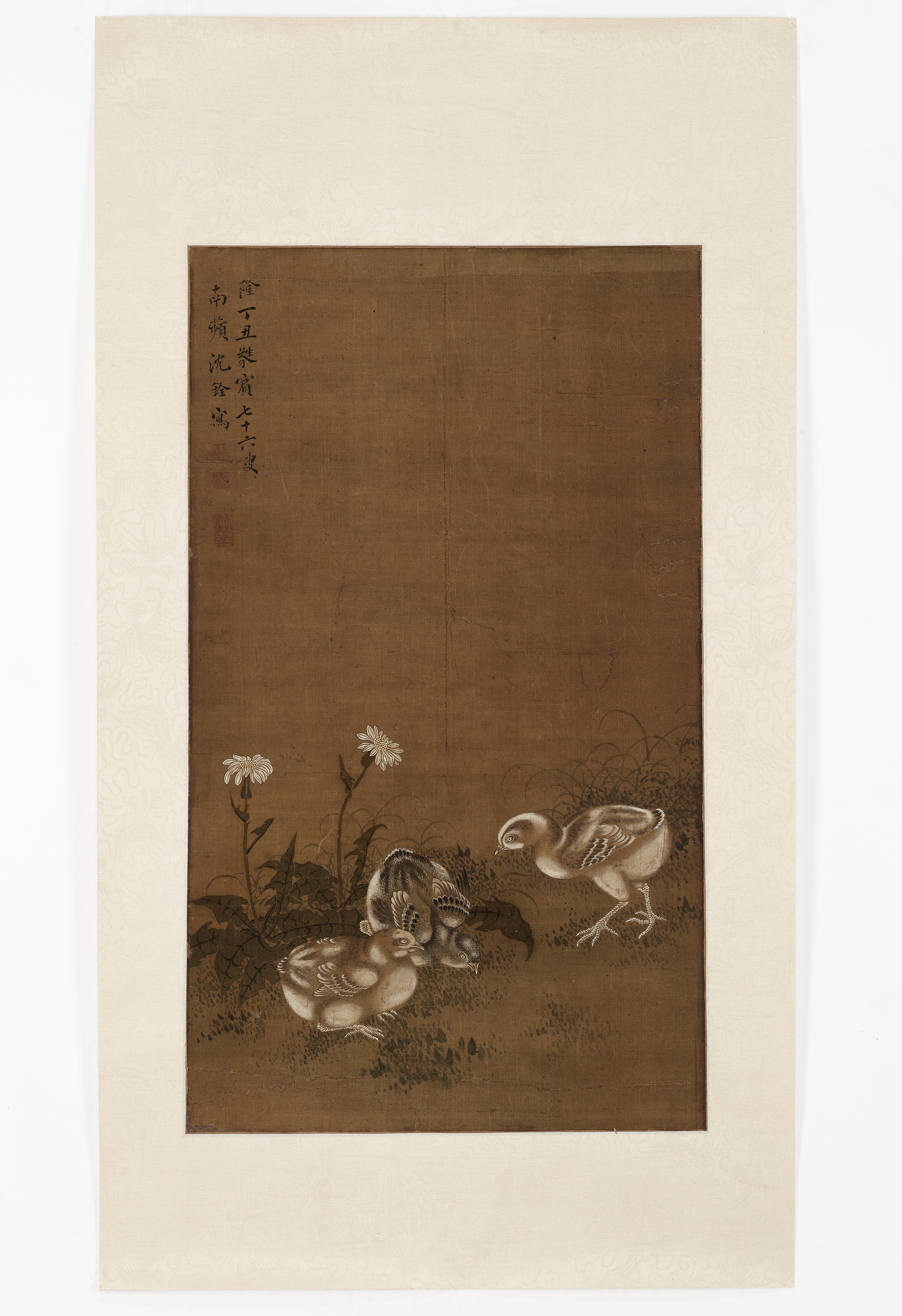 THREE CHICKS', BY SHEN QUAN (1682-1760), DATED 1757 - Image 7 of 8