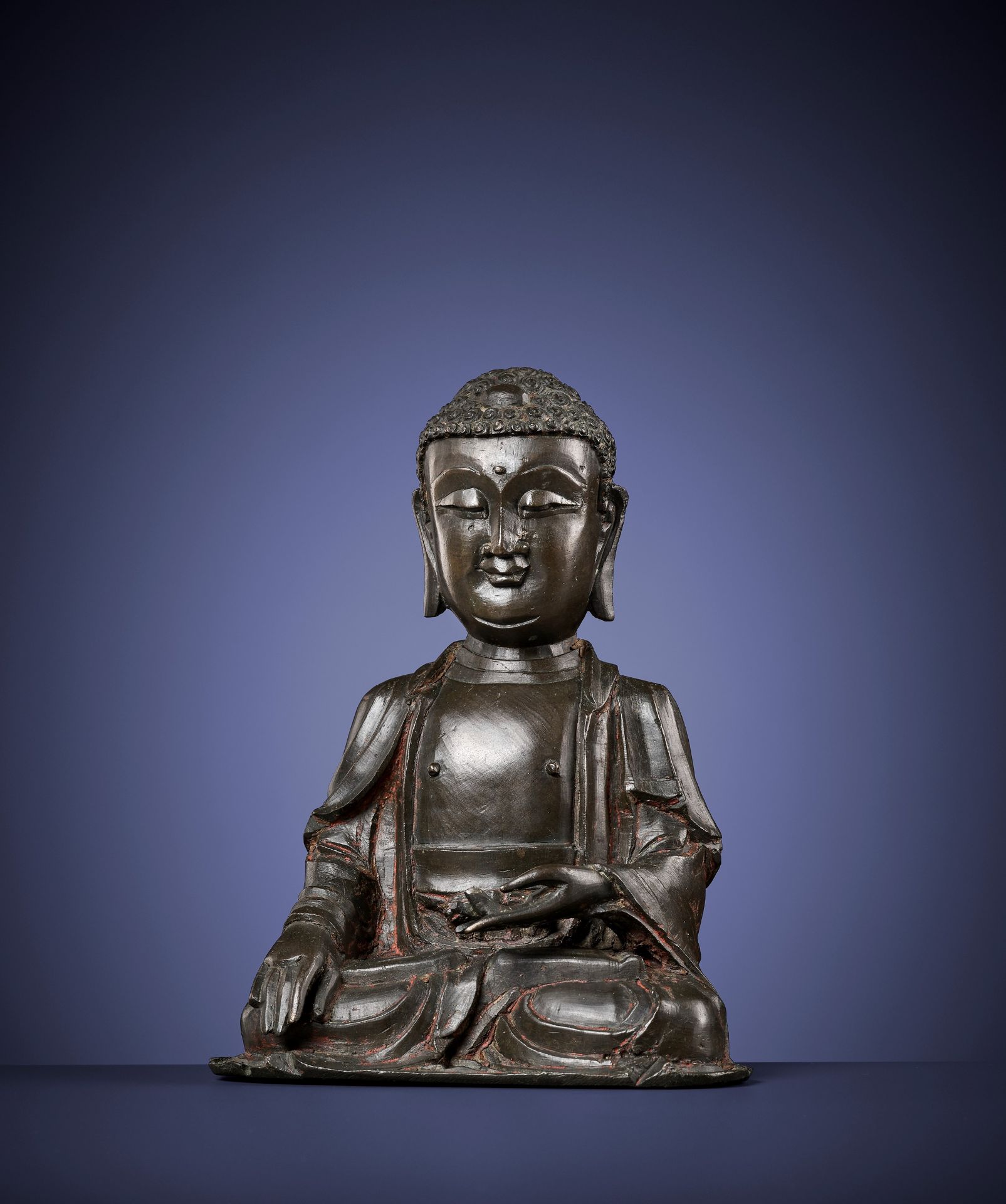 A BRONZE FIGURE OF BUDDHA SHAKYAMUNI, MING DYNASTY - Image 2 of 12