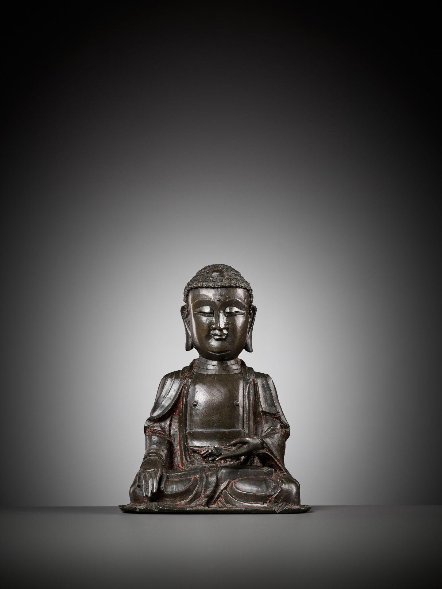 A BRONZE FIGURE OF BUDDHA SHAKYAMUNI, MING DYNASTY - Image 3 of 12