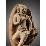 A RARE TERRACOTTA RELIEF DEPICTING AN ASURA, GUPTA PERIOD