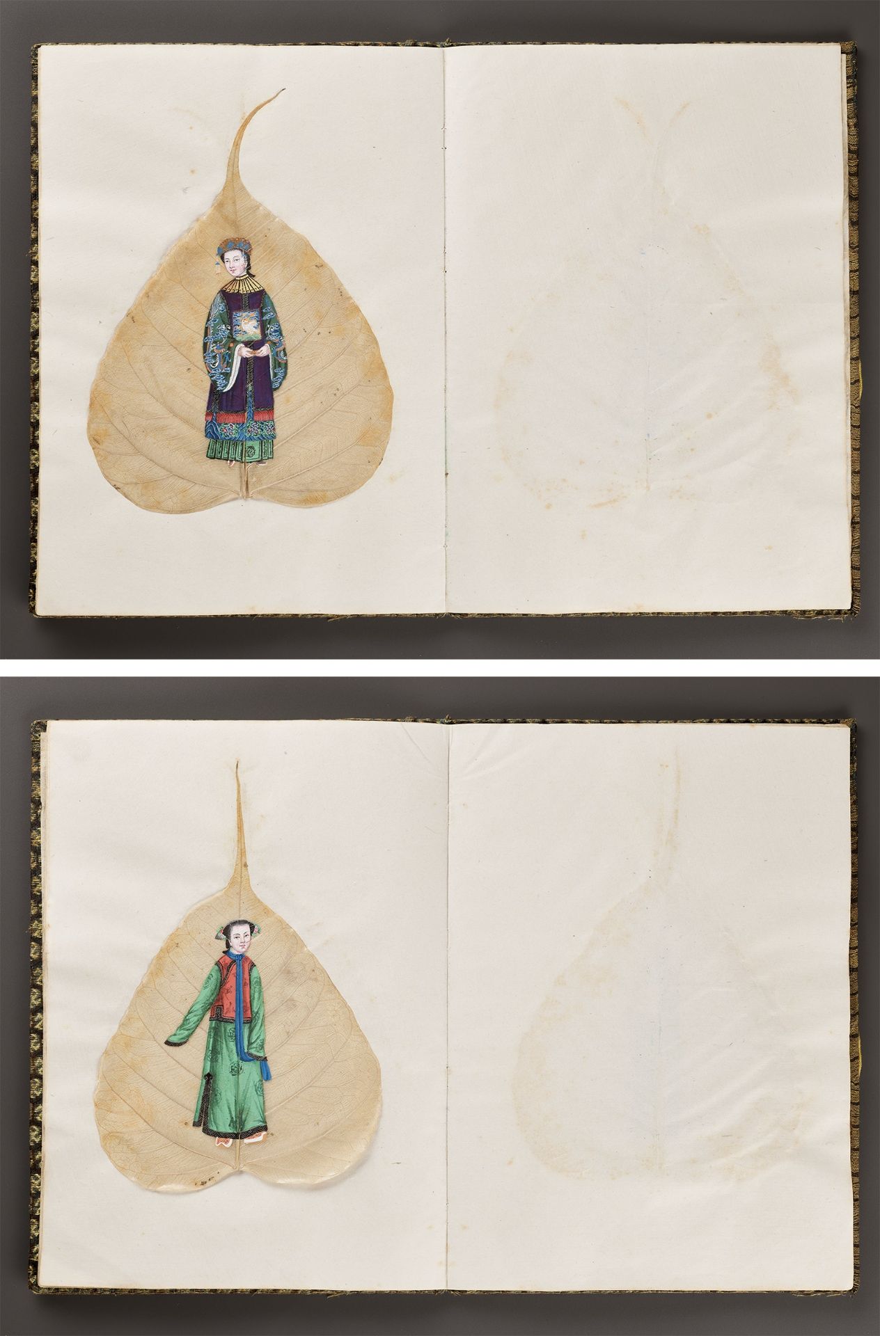 A RARE ALBUM OF TWELVE BODHI LEAF PAINTINGS, 19TH CENTURY - Bild 12 aus 17