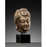 A WHITE MARBLE HEAD OF A BODHISATTVA, KINGDOM OF GANDHARA