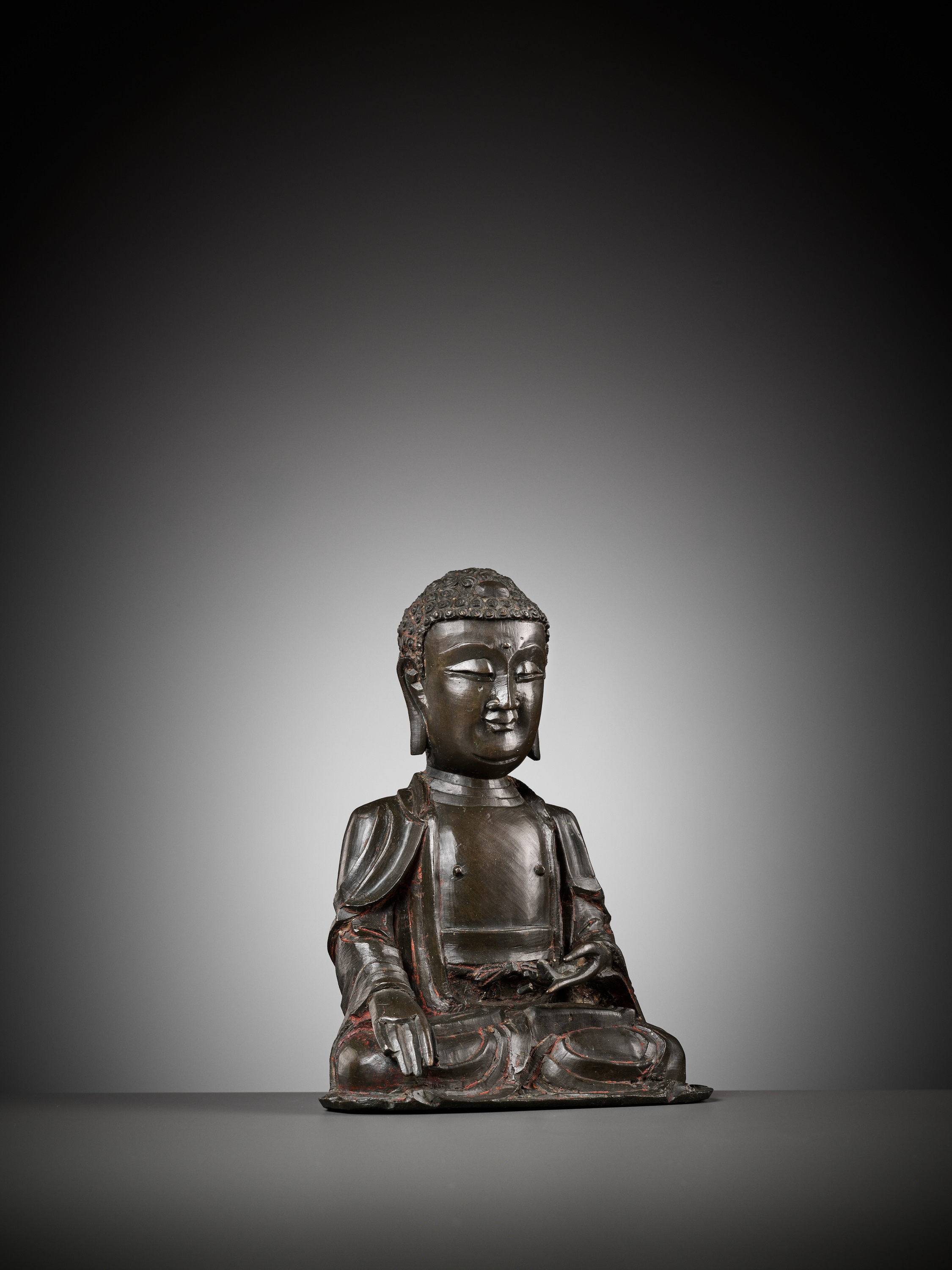 A BRONZE FIGURE OF BUDDHA SHAKYAMUNI, MING DYNASTY - Image 10 of 12