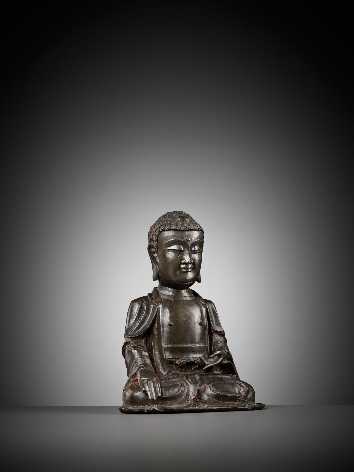A BRONZE FIGURE OF BUDDHA SHAKYAMUNI, MING DYNASTY - Image 10 of 12