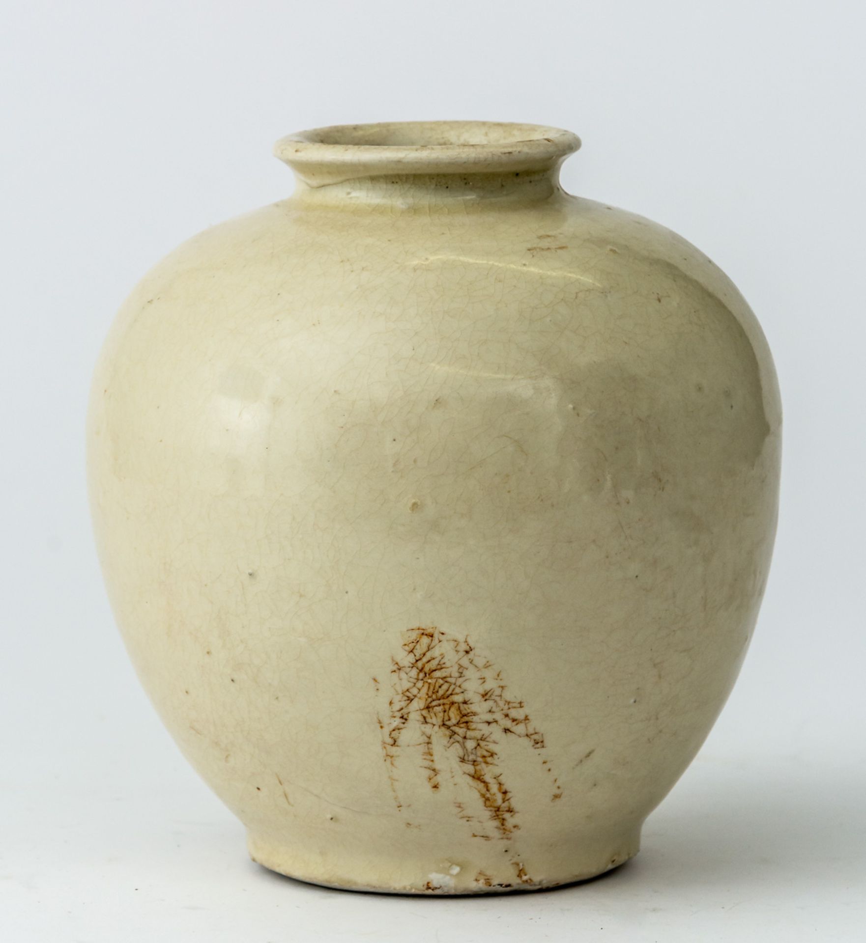 GROSSE WEISS GLASIERTE VASE - Image 4 of 4