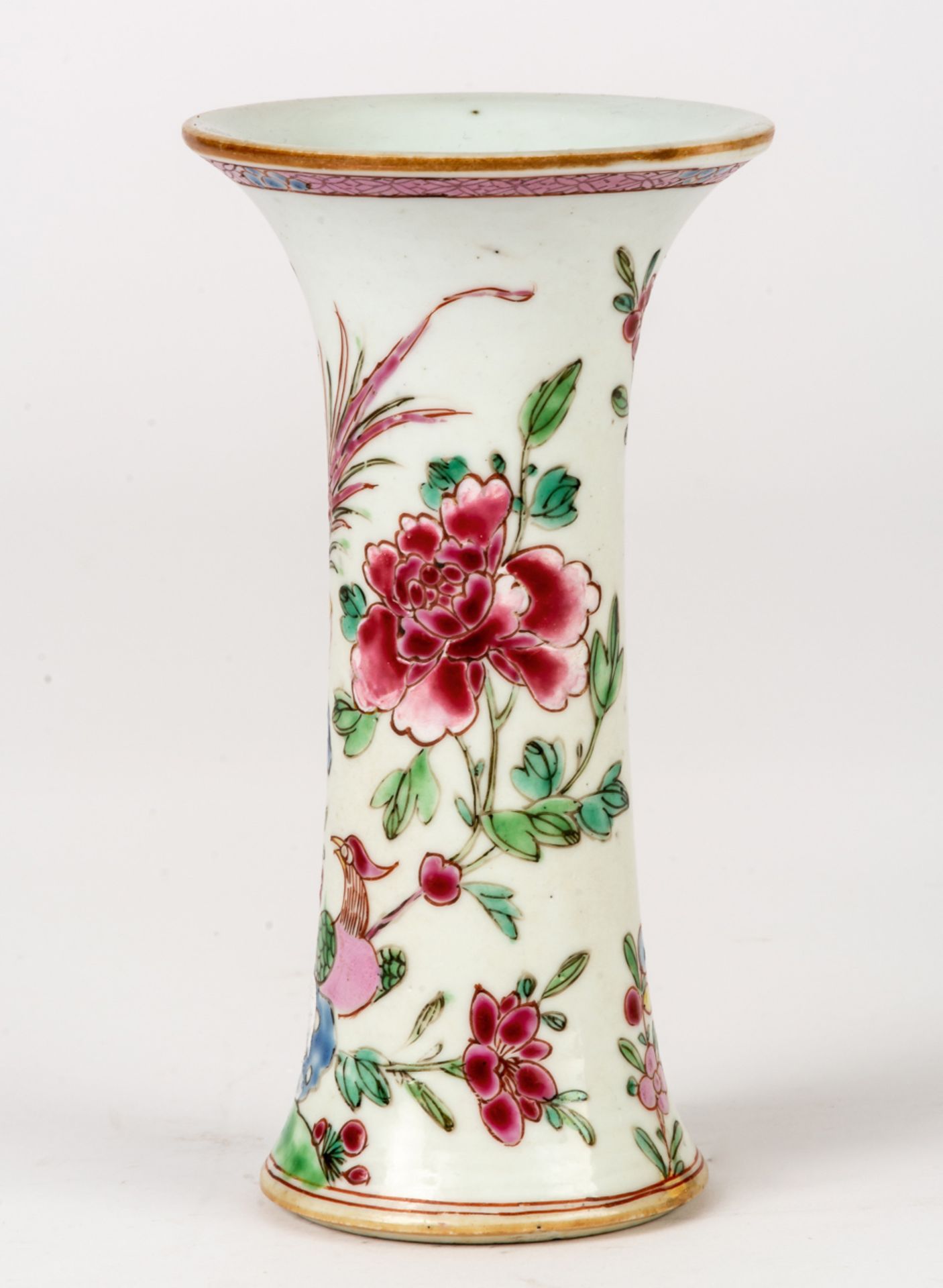 KLEINE FAMILLE ROSE VASE MIT BLUMEN UND VÖGELN - Image 2 of 3