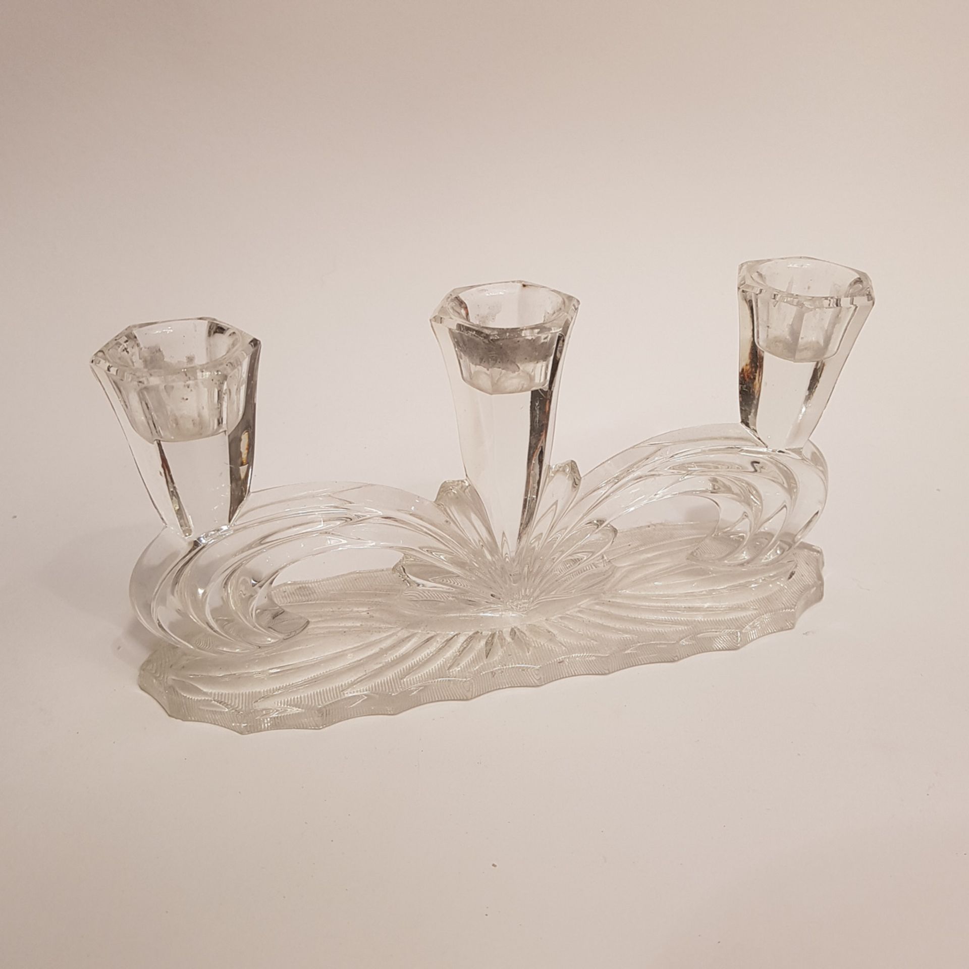 Kerzenständer, Glas, L: 22,5 cm, H: 11 cm