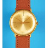 Junghans Max Bill Design with central second hand, cal. J84/S10, 1960s, gold plated Wristwatch