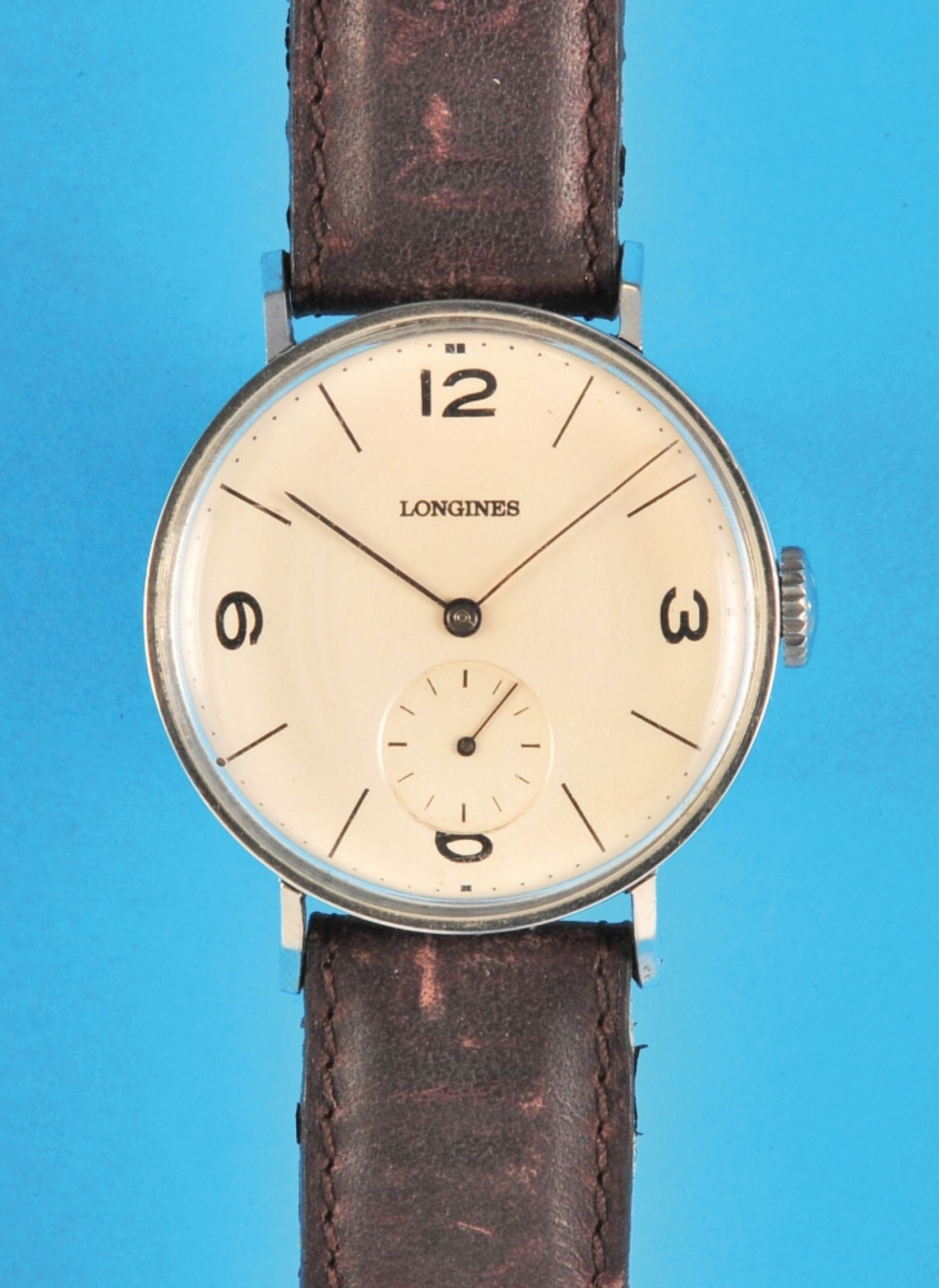 Longines steel wristwatch with stainless steel pressure case back