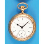 Hampden Watch Co., "Railway Special, Double Roller". Roller", large, richly engraved, gold-plated po